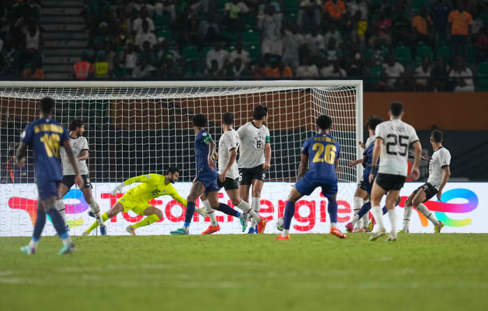 An action shot taken during Egypt's 2-2 draw with Cape Verde at the 2023 Africa Cup of Nations